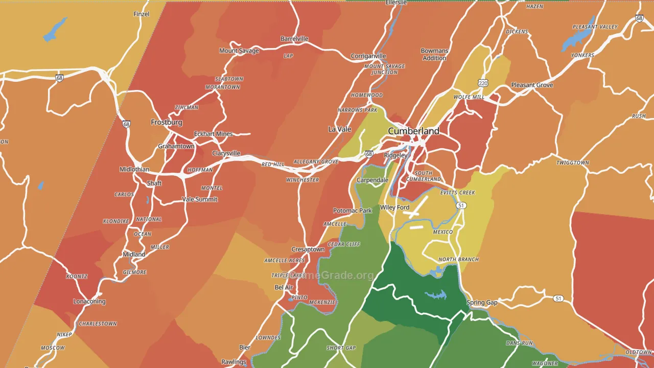 Allegany County, MD Map of Burglary Rates