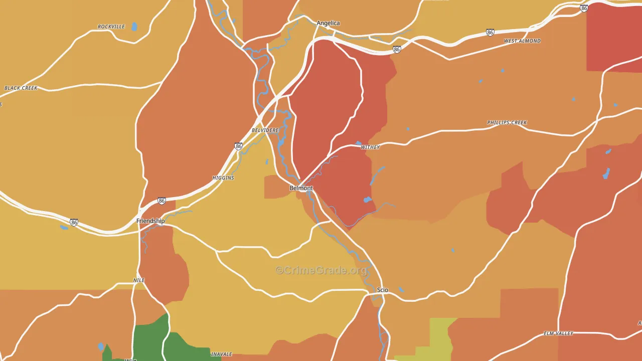 Allegany County, NY Map of Burglary Rates