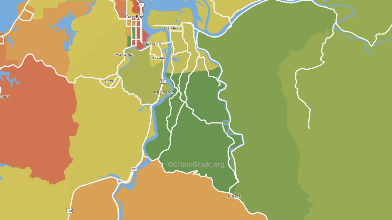 Allegany, OR Map of Burglary Rates