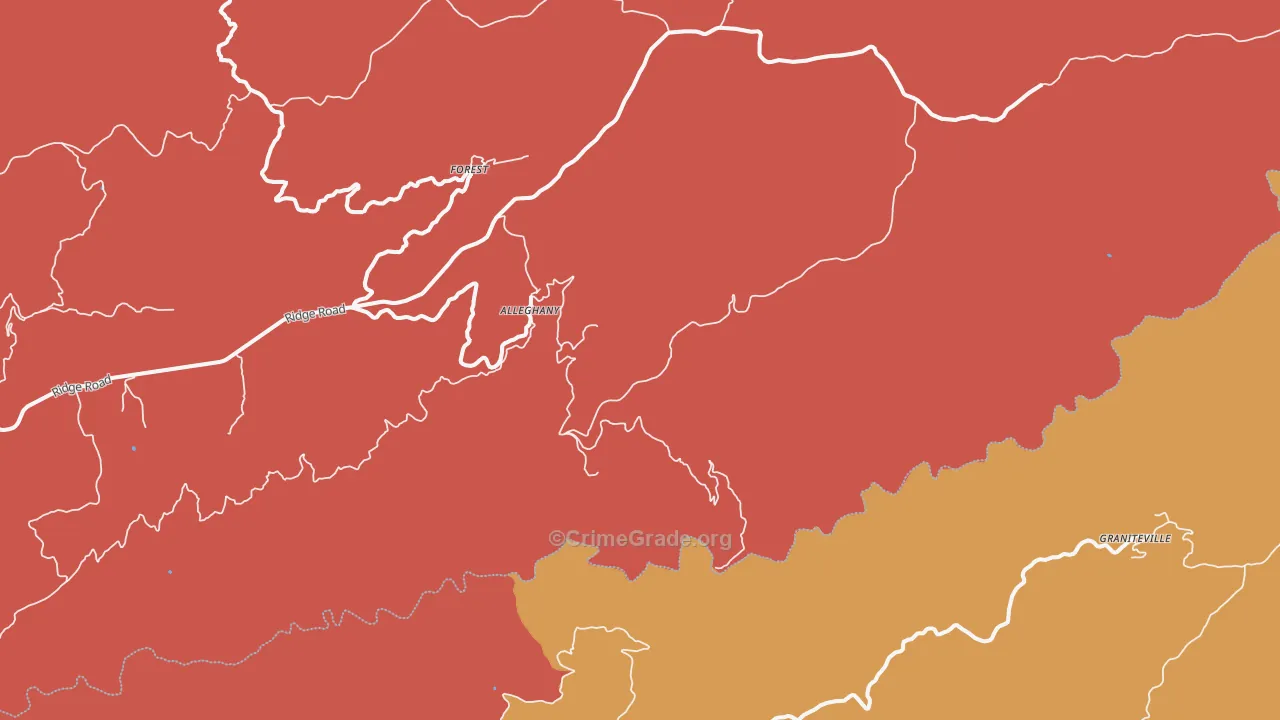 Alleghany, CA Map of Burglary Rates
