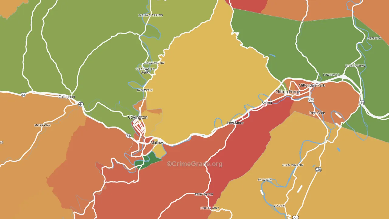 Alleghany County, VA Map of Burglary Rates