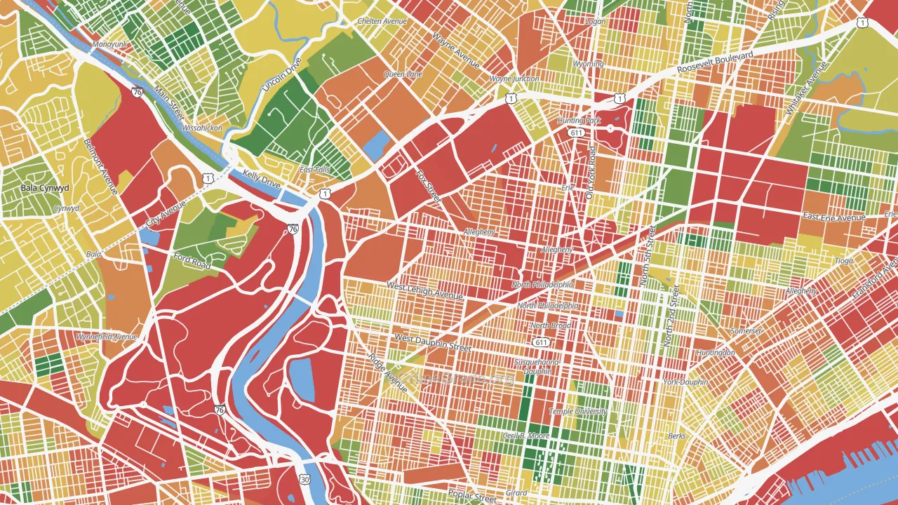 Alleghany West, Philadelphia, PA Map of Burglary Rates