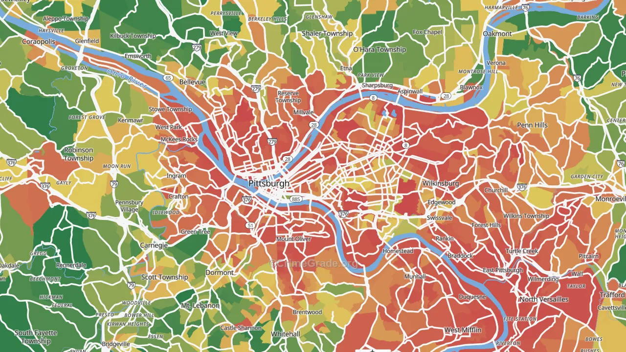Allegheny County, PA Map of Burglary Rates