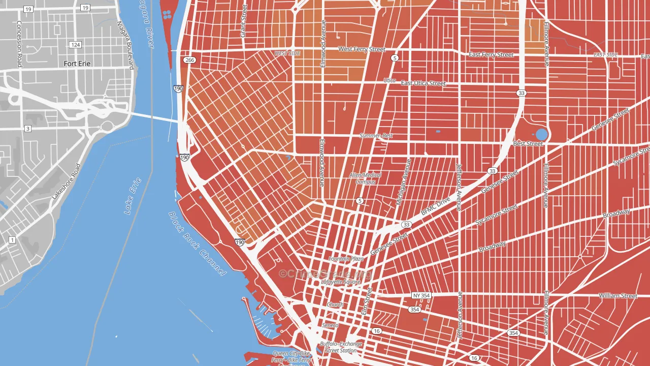 Allen, Buffalo, NY Map of Burglary Rates