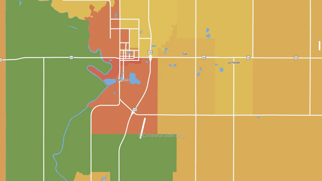 Allen County, KS Map of Burglary Rates