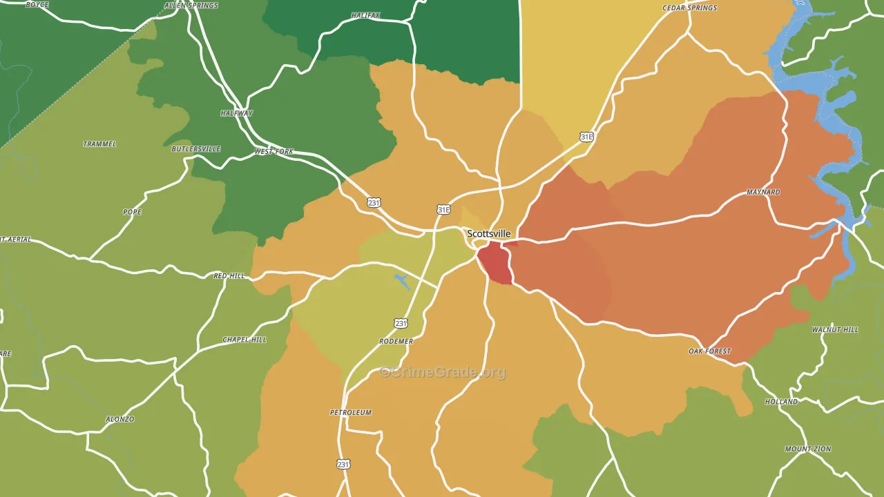 Allen County, KY Map of Burglary Rates
