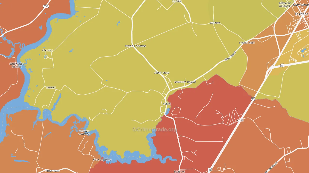 Allen, MD Map of Burglary Rates