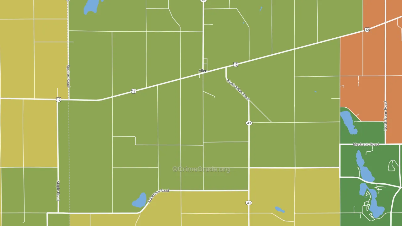 Allen, MI Map of Burglary Rates