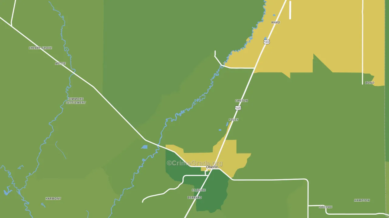 Allen Parish, LA Map of Burglary Rates