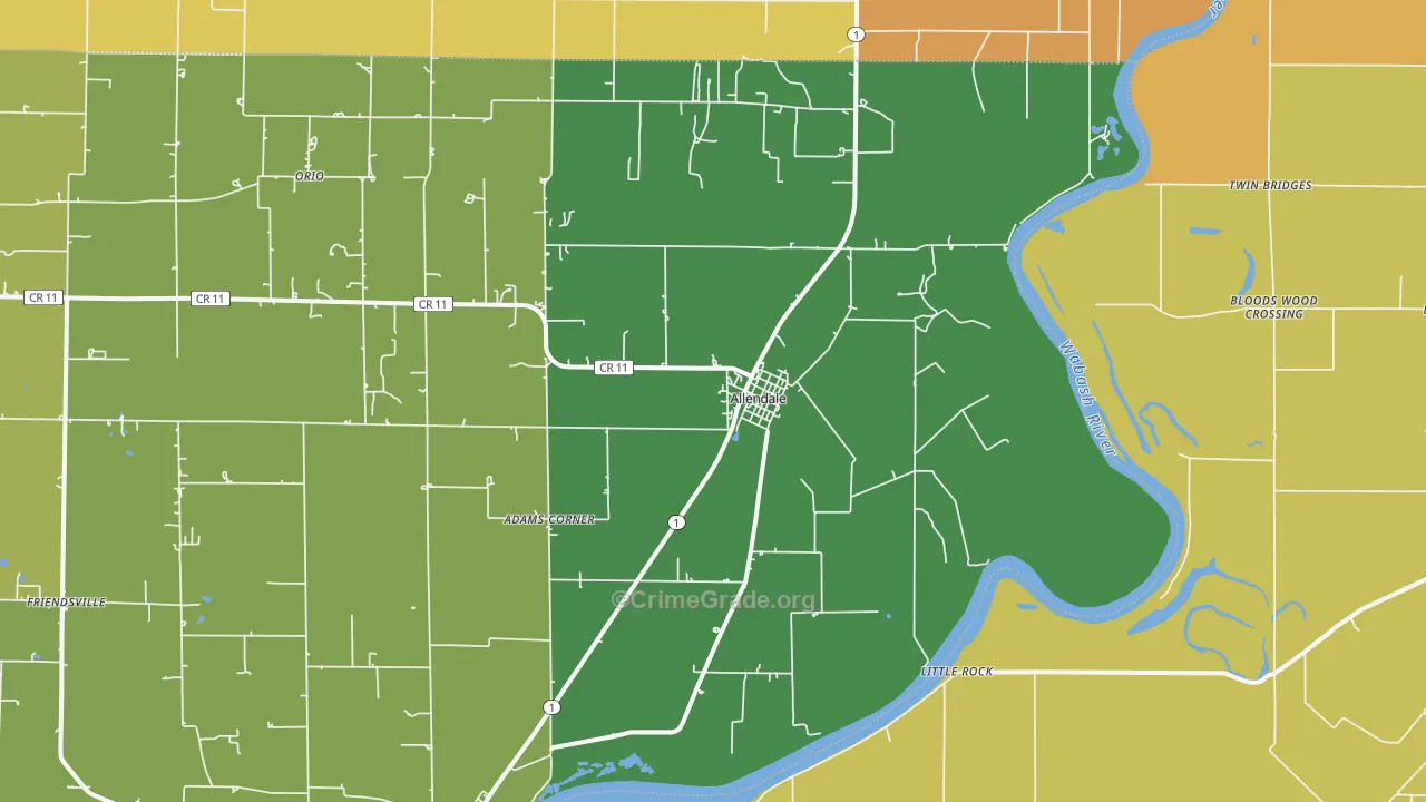 Allendale, IL Map of Burglary Rates