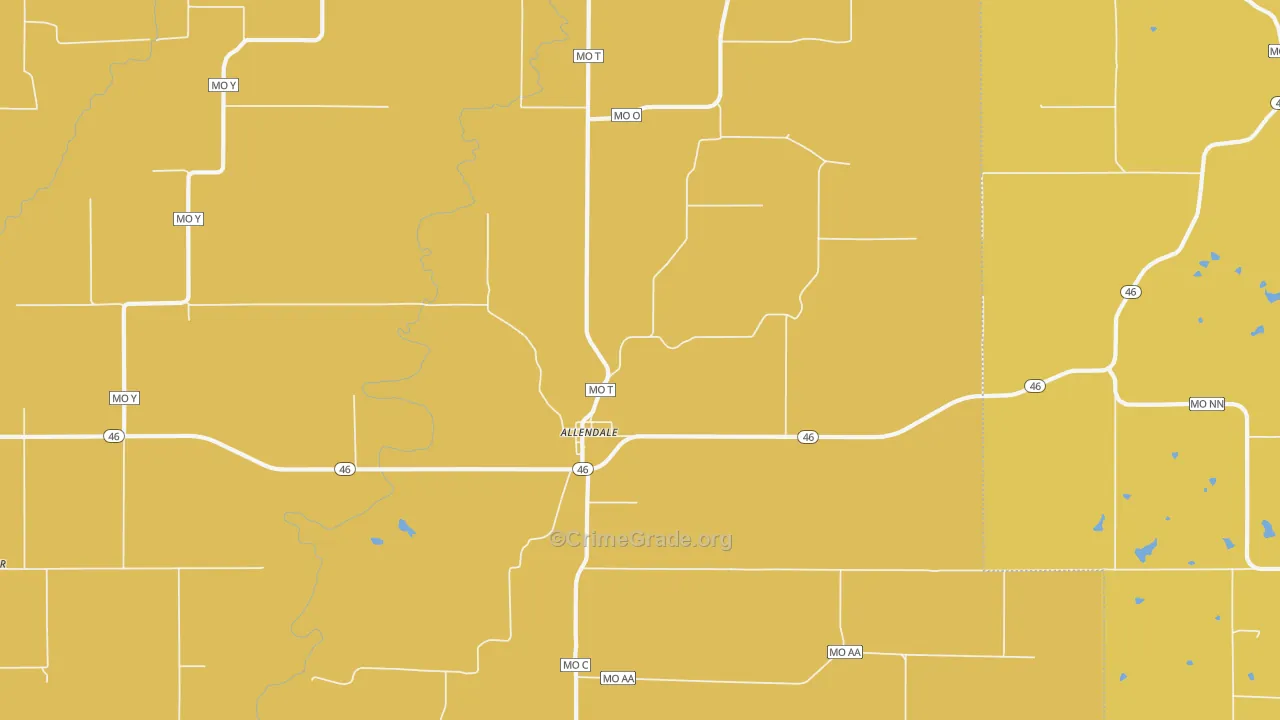 Allendale, MO Map of Burglary Rates