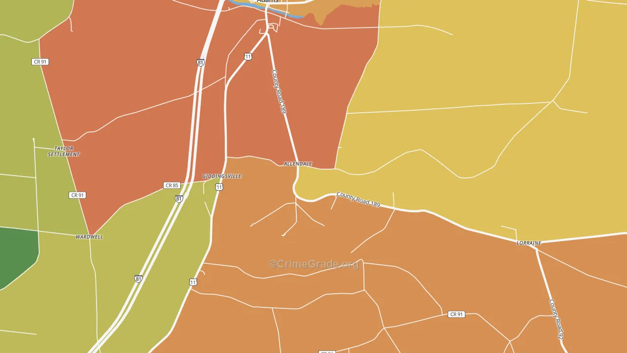 Allendale, NY Map of Burglary Rates