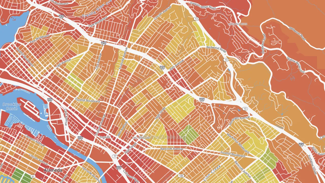 Allendale, Oakland, CA Map of Burglary Rates