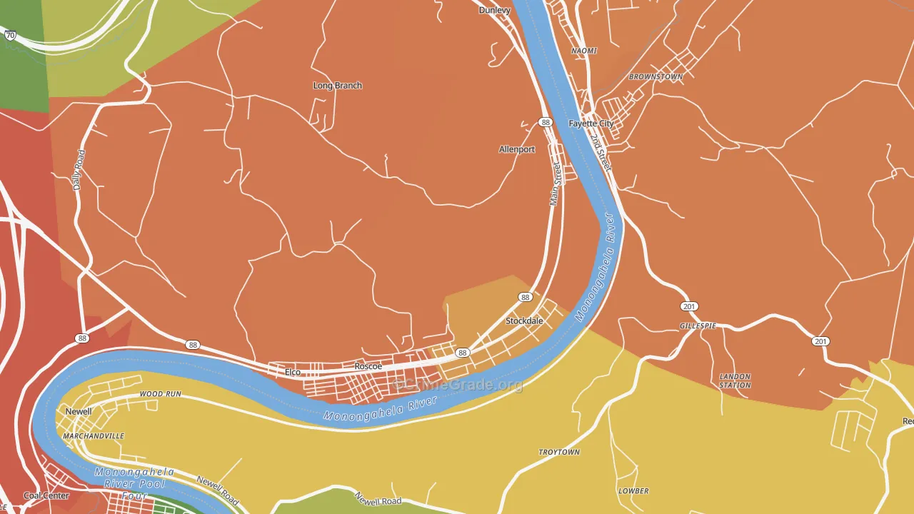 Allenport, PA Map of Burglary Rates