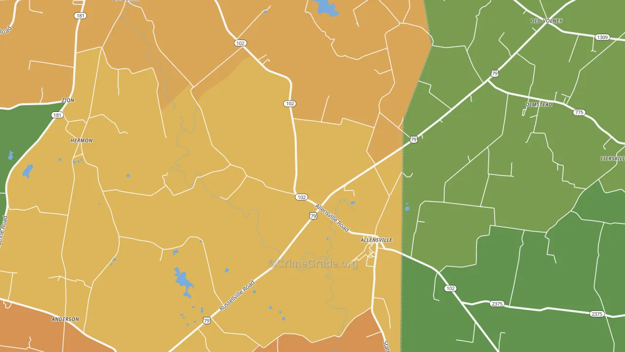 Allensville, KY Map of Burglary Rates