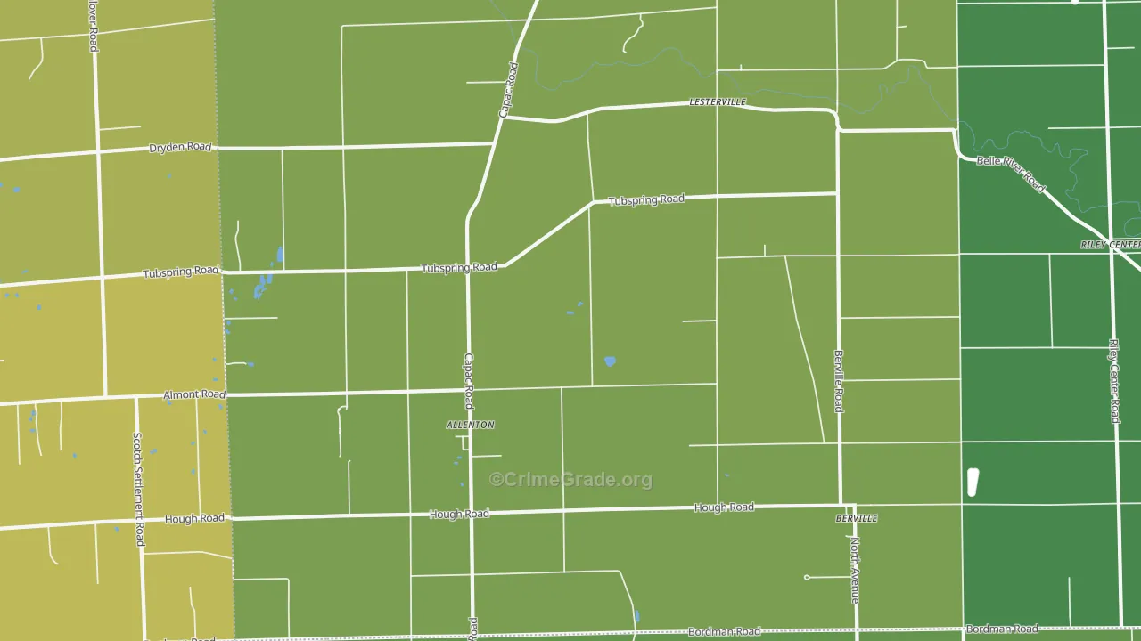Allenton, MI Map of Burglary Rates