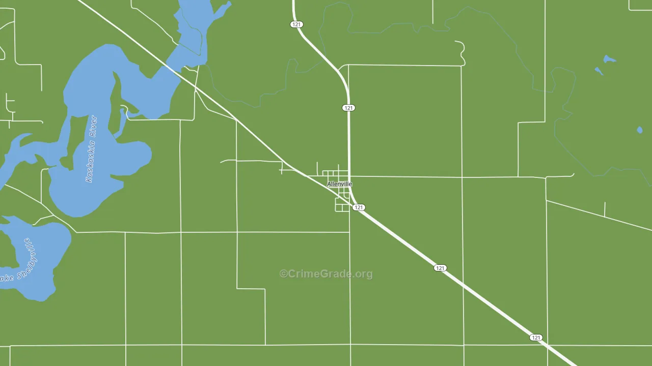 Allenville, IL Map of Burglary Rates