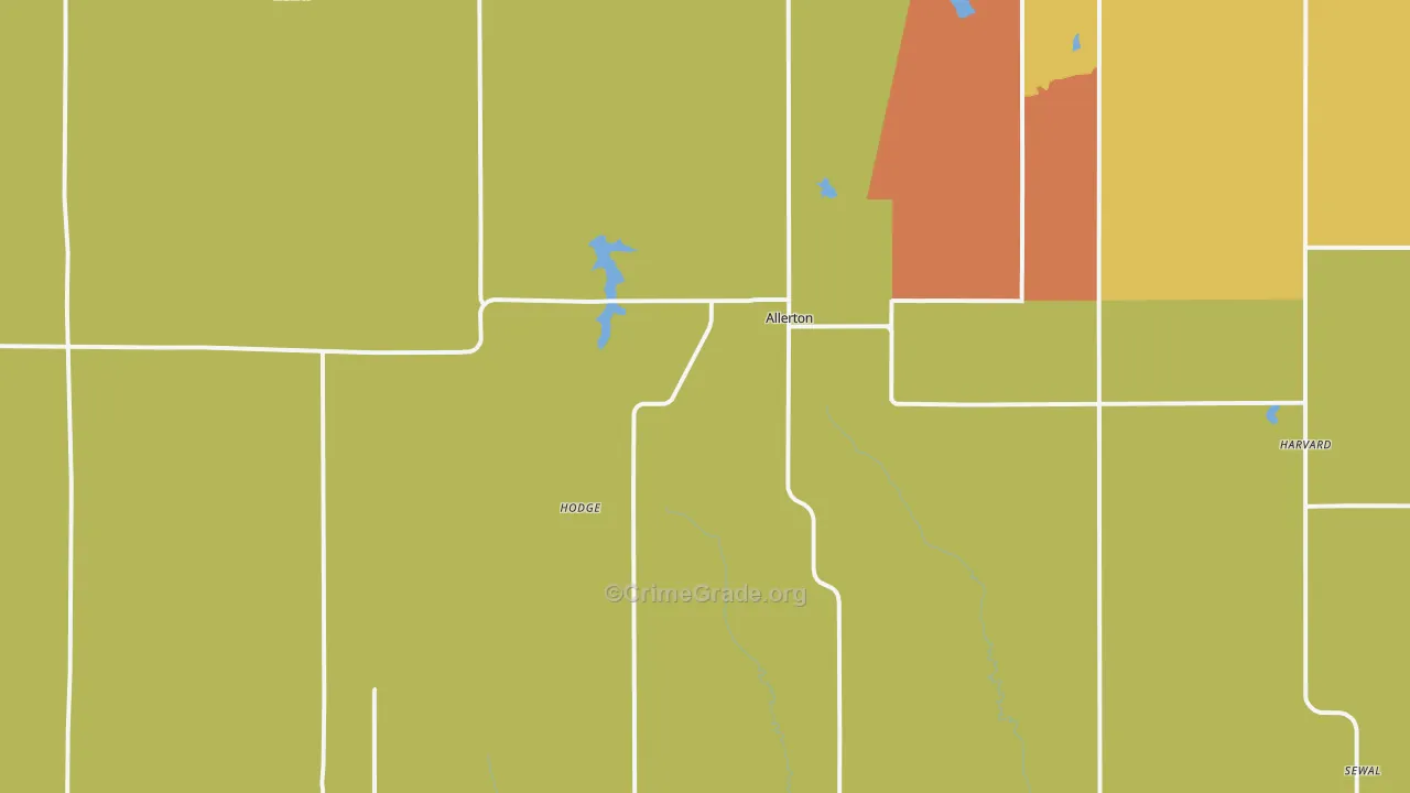 Allerton, IA Map of Burglary Rates