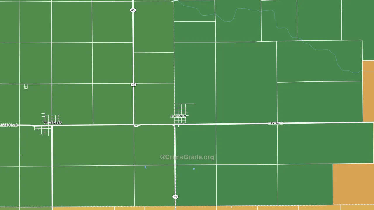 Allerton, IL Map of Burglary Rates