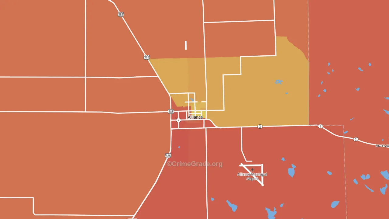 Alliance, NE Map of Burglary Rates