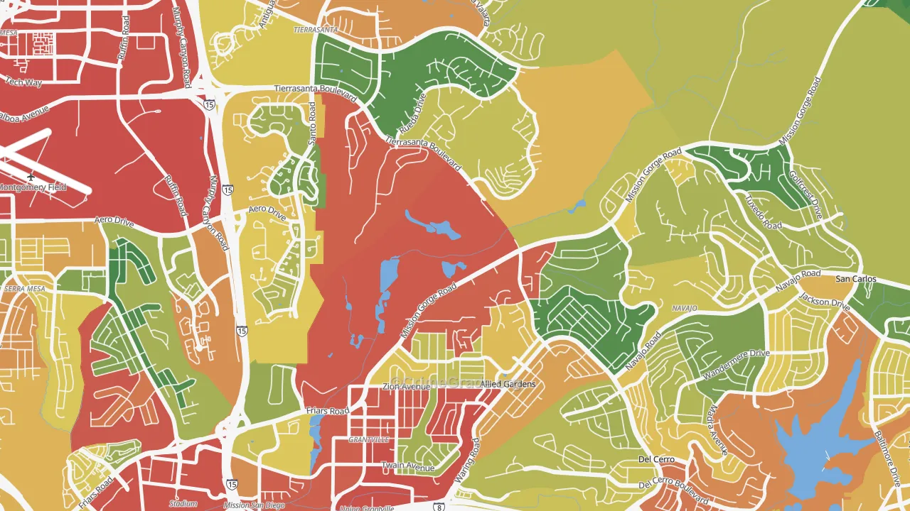 Allied Gardens, San Diego, CA Map of Burglary Rates