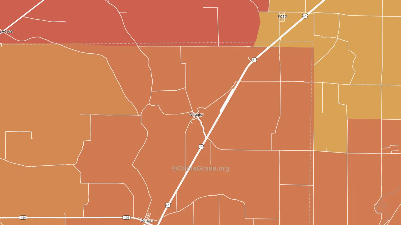 Alligator, MS Map of Burglary Rates