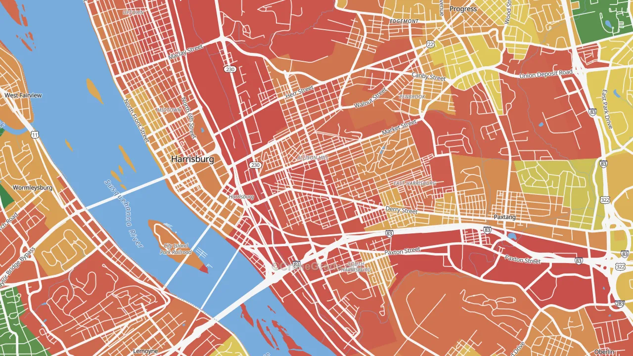 Allison Hill, Harrisburg, PA Map of Burglary Rates