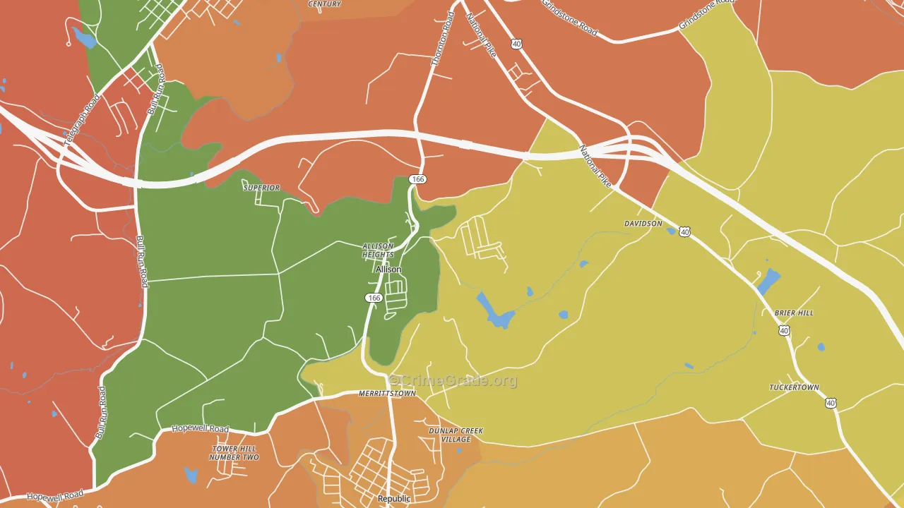 Allison, PA Map of Burglary Rates