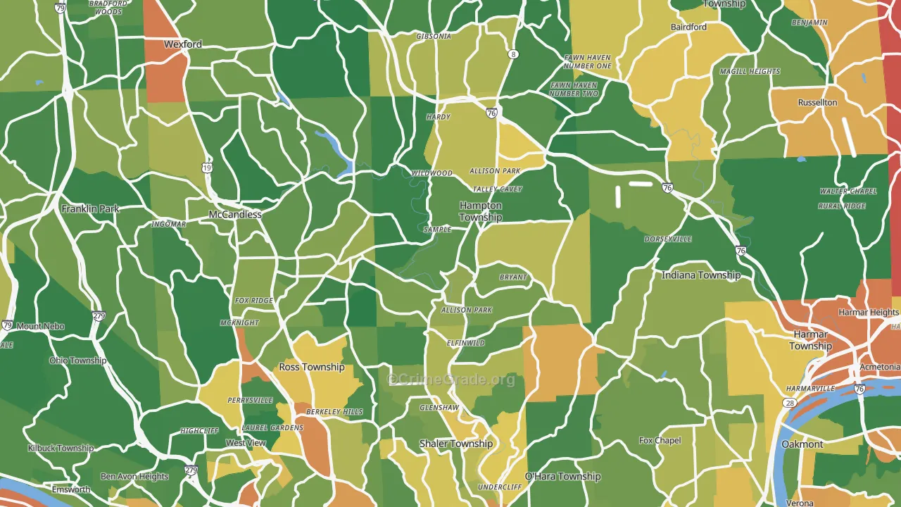 Allison Park, PA Map of Burglary Rates