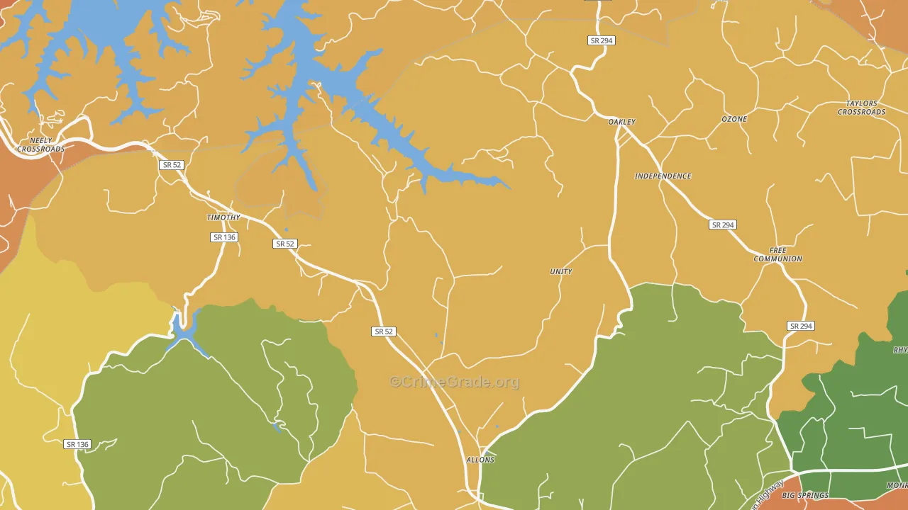 Allons, TN Map of Burglary Rates