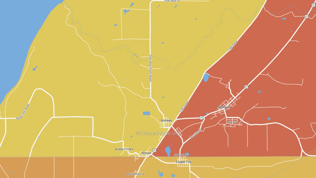 Allouez, MI Map of Burglary Rates