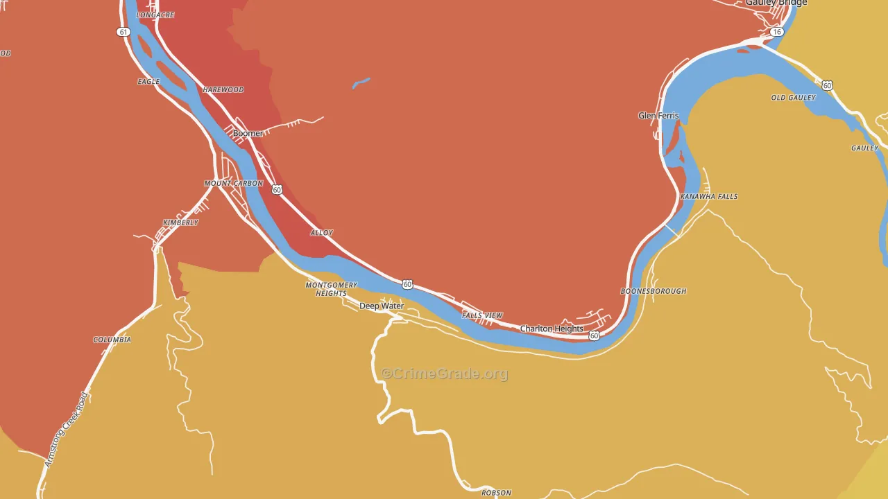 Alloy, WV Map of Burglary Rates