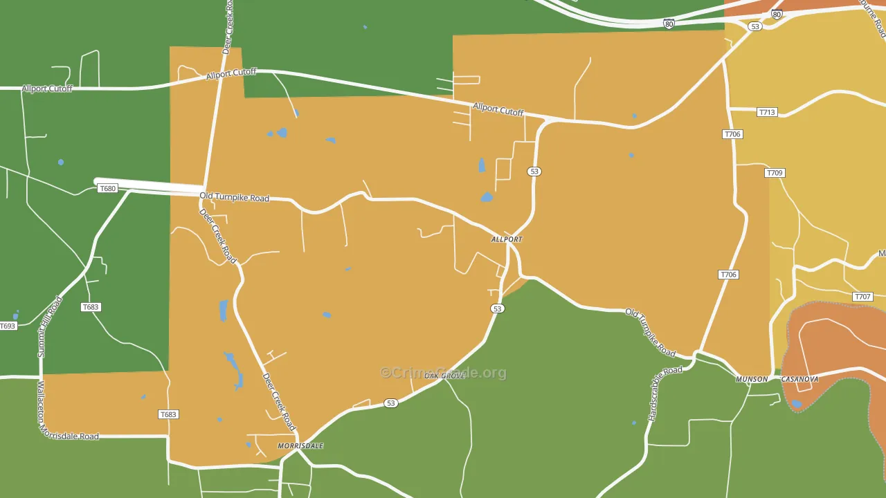 Allport, PA Map of Burglary Rates