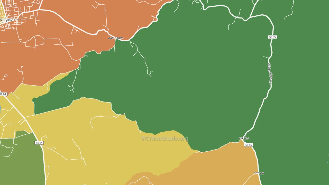 Allred, TN Map of Burglary Rates