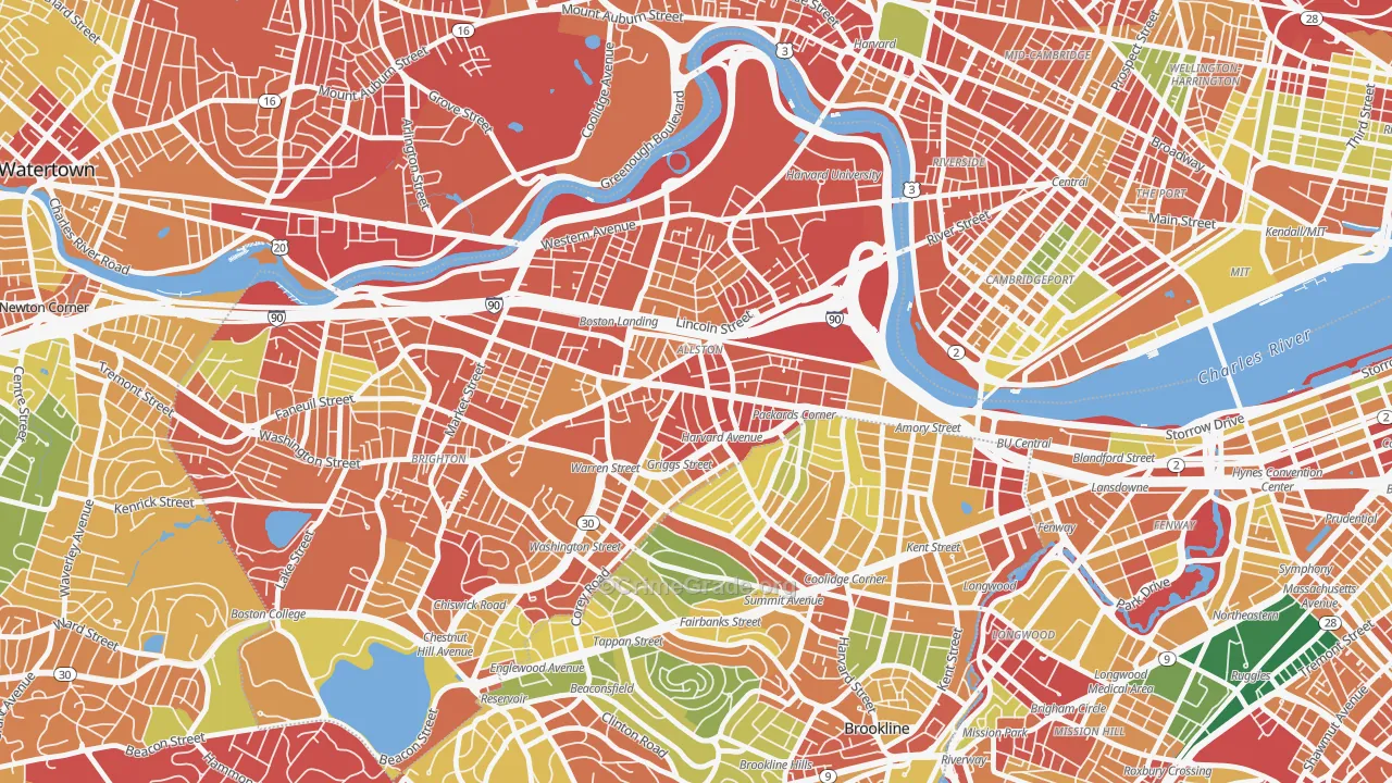 Allston, MA Map of Burglary Rates