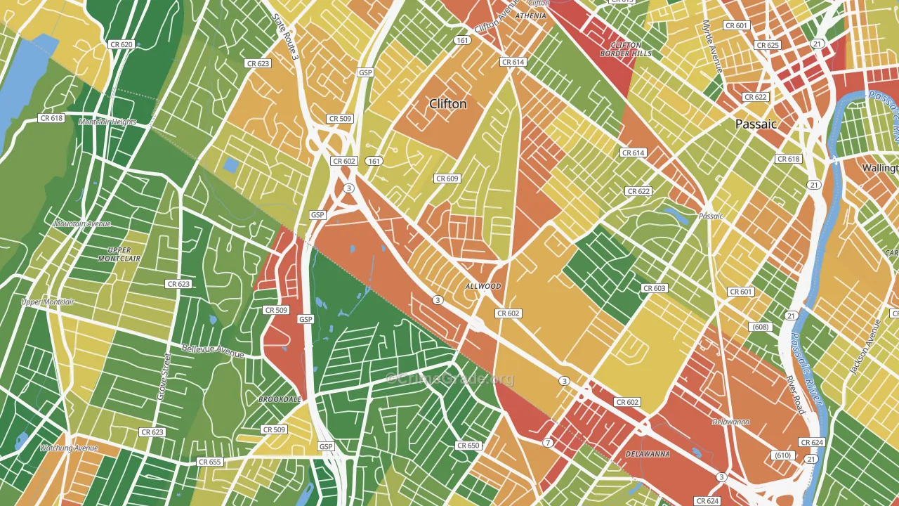 Allwood, Clifton, NJ Map of Burglary Rates