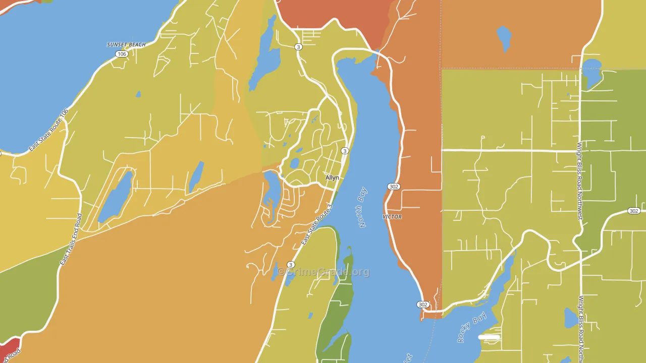 Allyn, WA Map of Burglary Rates