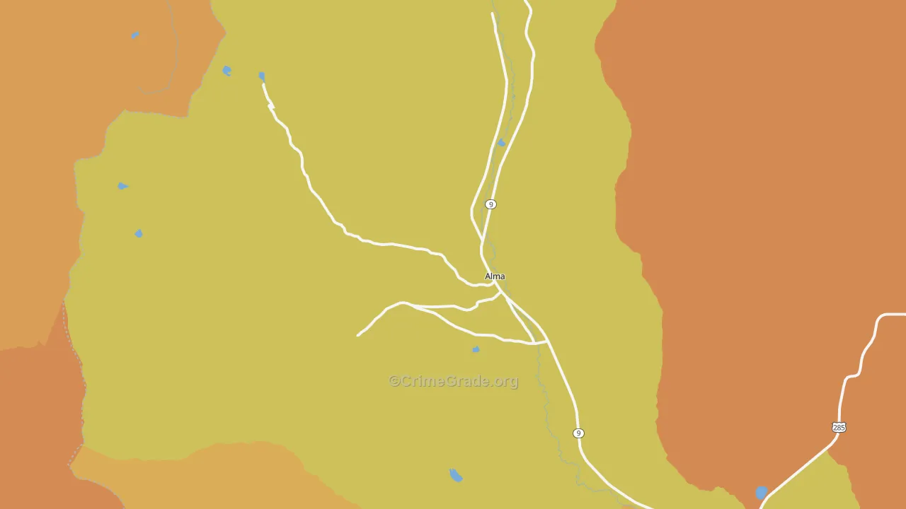 Alma, CO Map of Burglary Rates