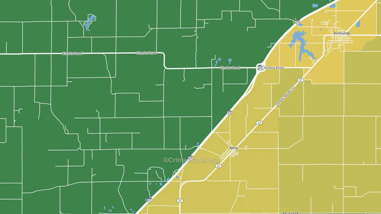Alma, IL Map of Burglary Rates