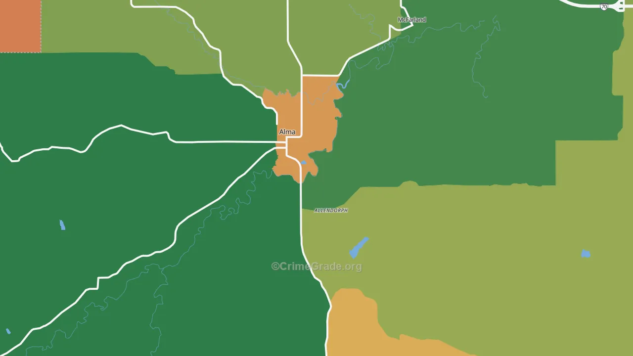 Alma, KS Map of Burglary Rates