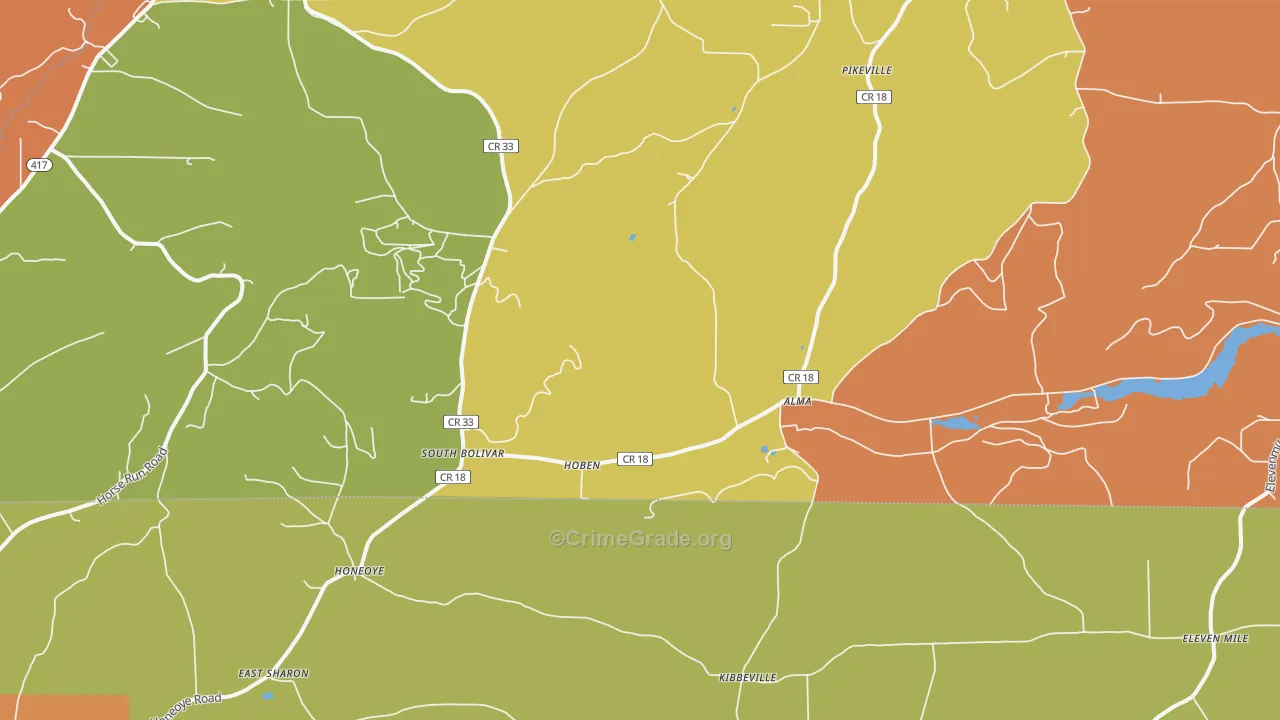 Alma, NY Map of Burglary Rates