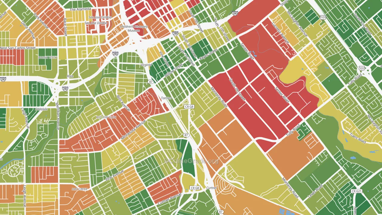 Alma, San Jose, CA Map of Burglary Rates