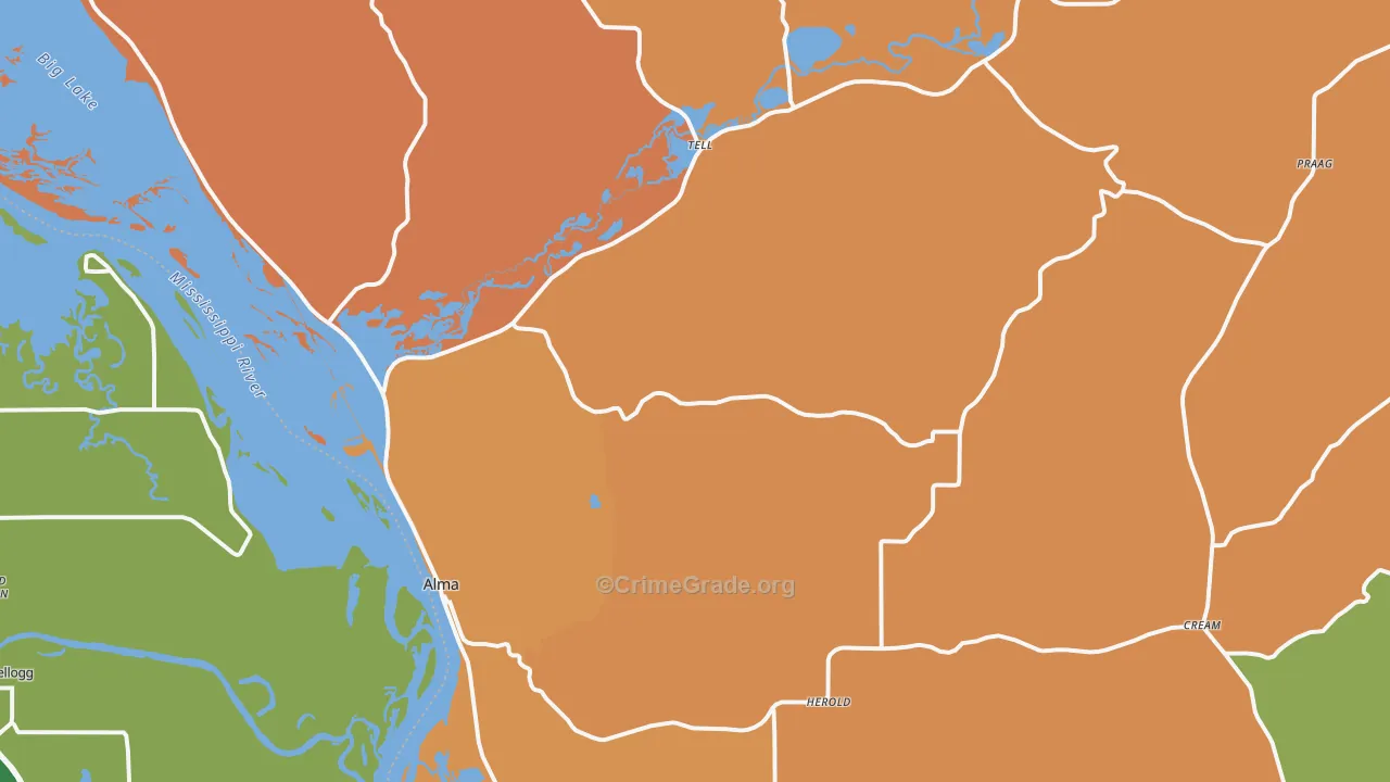 Alma, WI Map of Burglary Rates