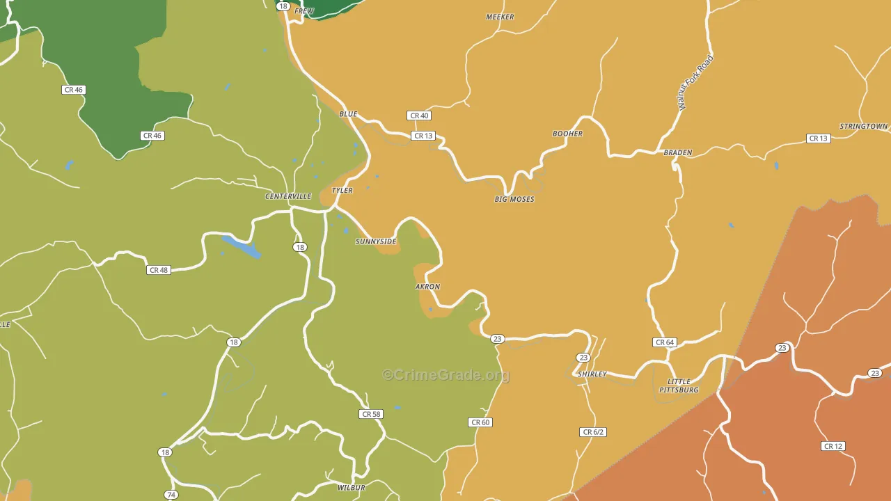 Alma, WV Map of Burglary Rates