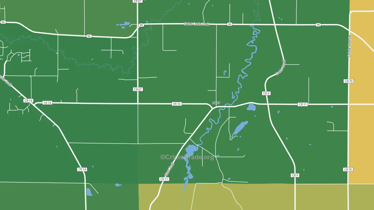 Almelund, MN Map of Burglary Rates