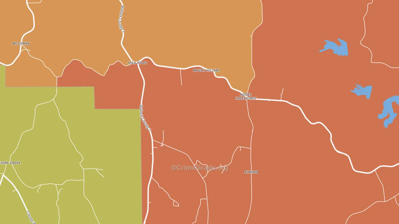 Almeria, AL Map of Burglary Rates