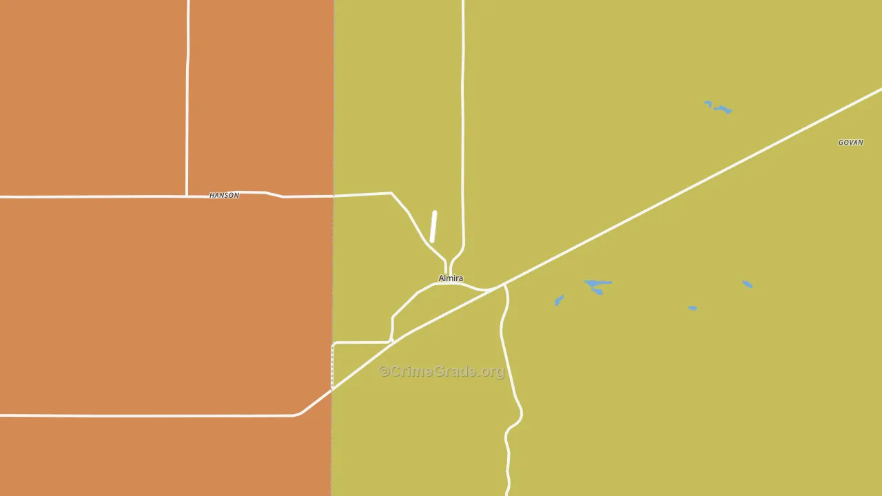 Almira, WA Map of Burglary Rates