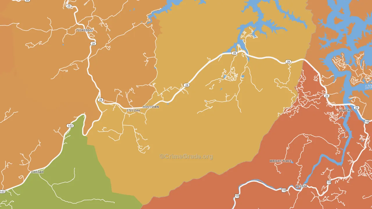 Almond, NC Map of Burglary Rates
