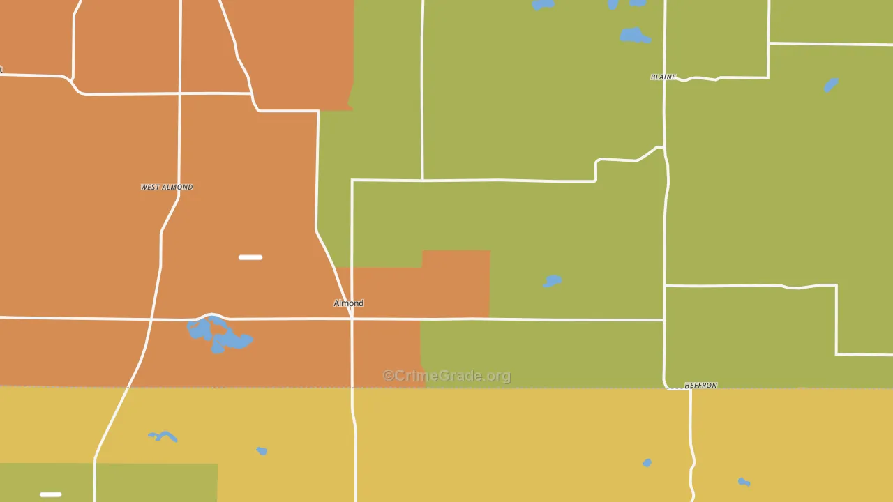 Almond, WI Map of Burglary Rates