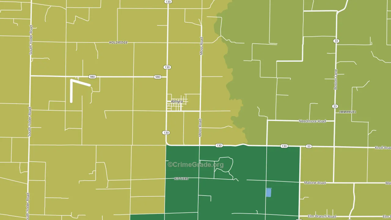 Almyra, AR Map of Burglary Rates